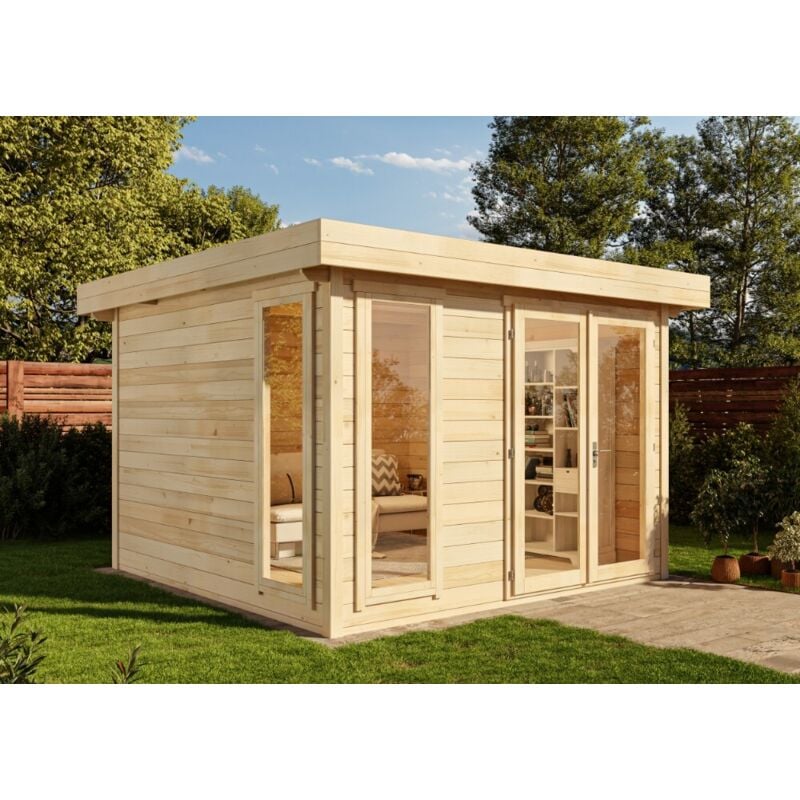 Alpholz Gartenhaus Aldo-28 a Gartenhaus aus Holz, Holzhaus mit 28 mm Wandstärke, Blockbohlenhaus mit Montagematerial