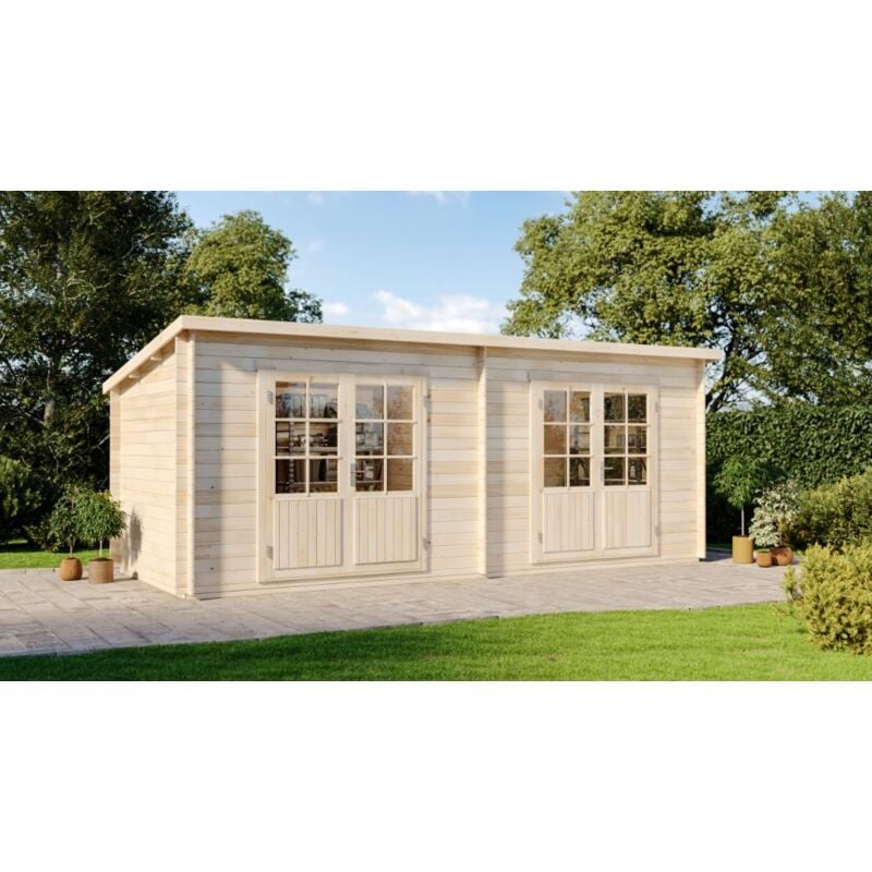 Alpholz Gartenhaus Maria Twin Gartenhaus aus Holz, Holzhaus mit 28 mm Wandstärke, Blockbohlenhaus mit Montagematerial