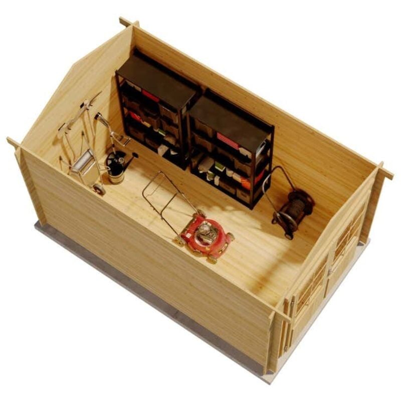 Gartenhaus Bremen-28 c Gerätehaus aus Holz in Pinie, Geräteschrank mit 28 mm Wandstärke, Gartenhaus mit Montagematerial - Alpholz