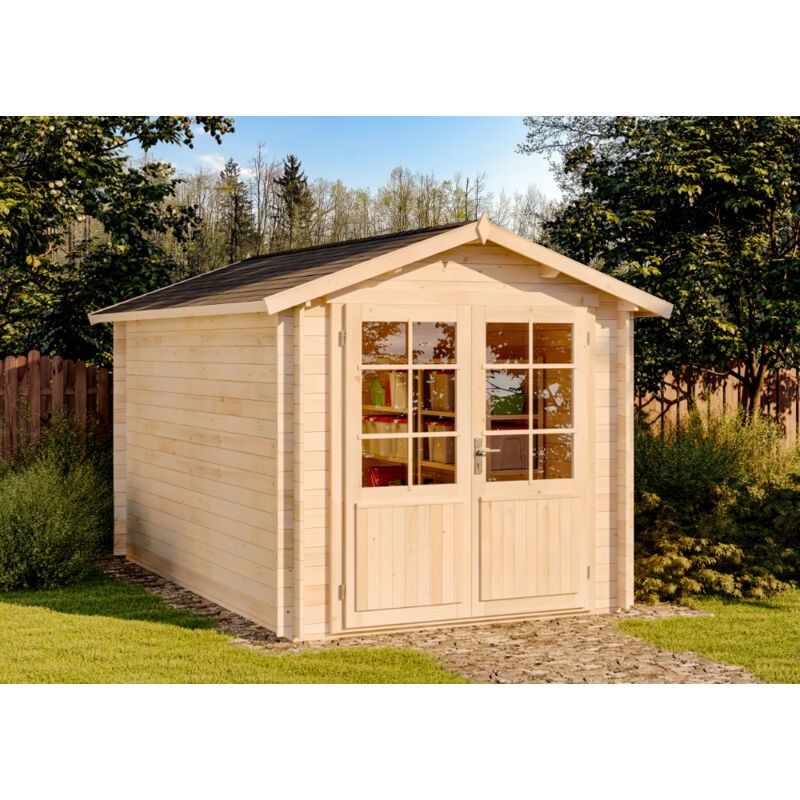 Gartenhaus Bremen-28 c Gerätehaus aus Holz, Geräteschrank mit 28 mm Wandstärke, Gartenhaus mit Montagematerial - Alpholz