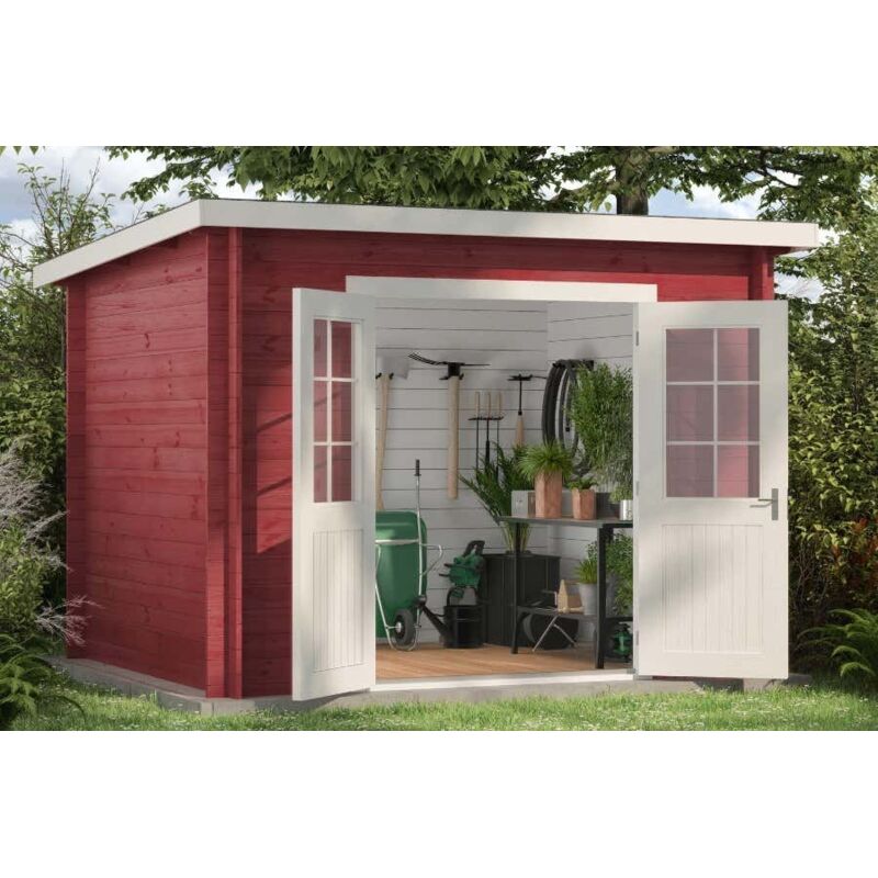 Pultdach Gartenhaus Maria Gartenhaus aus Holz in Pinie, Holzhaus mit 40 mm Wandstärke, Blockbohlenhaus mit Montagematerial - Alpholz