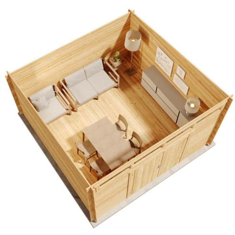 Gartenhaus Modell Maria-Viva28 Gartenhaus aus Holz in Pinie, Holzhaus mit 28 mm Wandstärke, Blockbohlenhaus mit Montagematerial - Alpholz