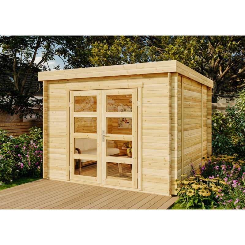 Gartenhaus Paloma Sol Gartenhaus aus Holz , Holzhaus mit 28 mm Wandstärke, Blockbohlenhaus mit Montagematerial - Alpholz