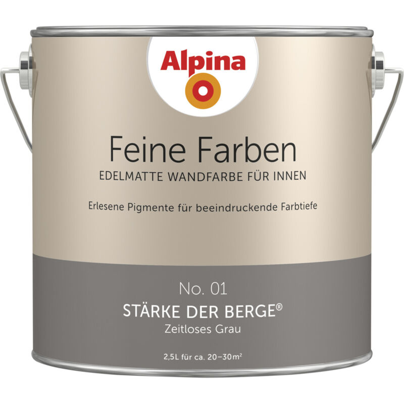Feine Farbe No 01 2,5 l Zeitloses Grau Stärke der Berge Wandfarbe 30m² - Alpina
