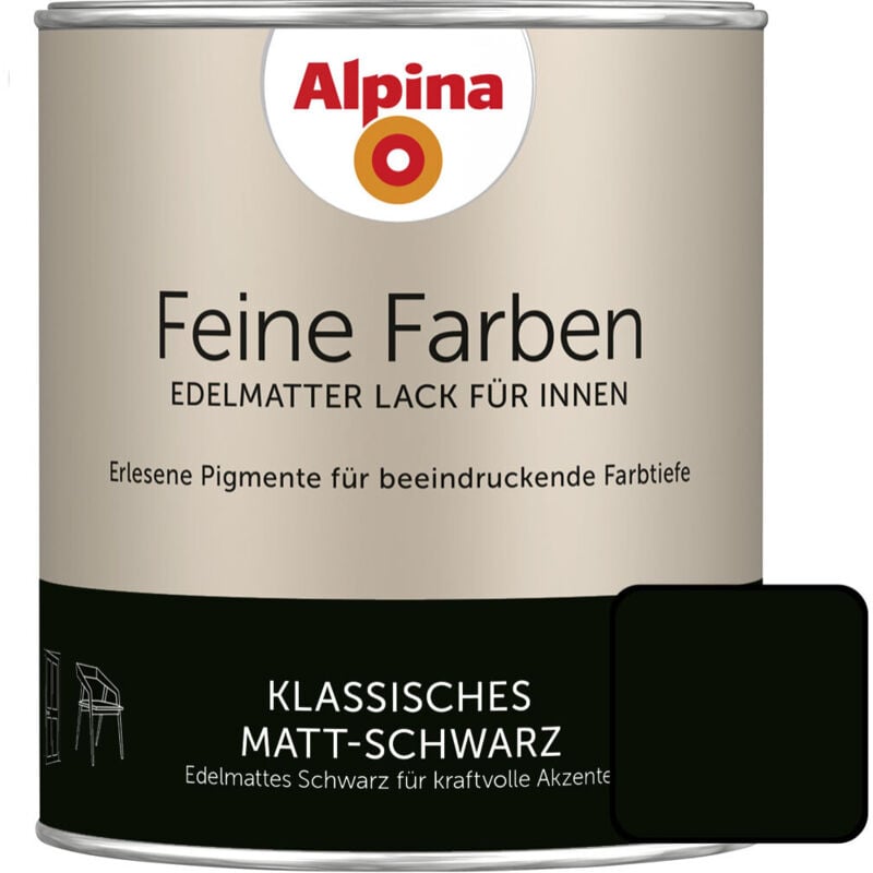 Feine Farben Lack Klassisches Matt-Schwarz 750ml Buntlacke - Alpina