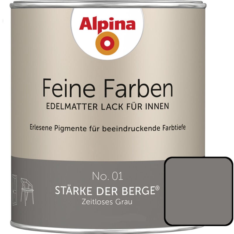 Feine Farben Lack No. 01 Stärke der Berge grau edelmatt 750 ml Buntlacke - Alpina