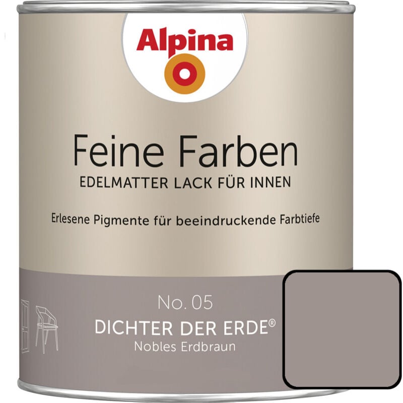 Feine Farben Lack No. 05 Dichter der Erde erdbraun edelmatt 750 ml Buntlacke - Alpina