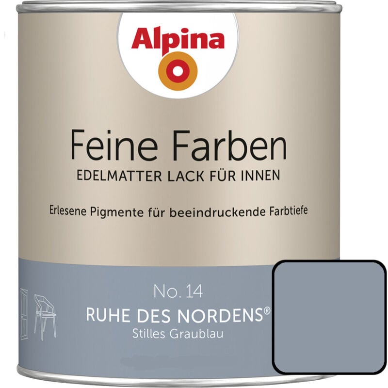 Feine Farben Lack No. 14 Ruhe des Nordens graublau edelmatt 750 ml Buntlacke - Alpina