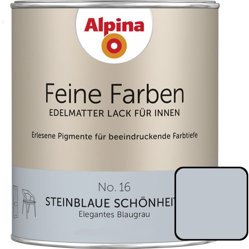 Feine Farben Lack No. 16 Steinblaue Schönheit blaugrau edelmatt 750 ml Buntlacke - Alpina