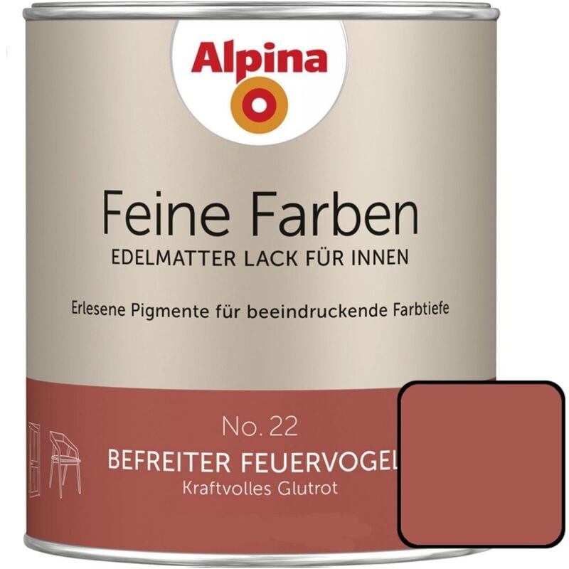 Feine Farben Lack No. 22 Befreiter Feuervogel glutrot edelmatt 750 ml Buntlacke - Alpina