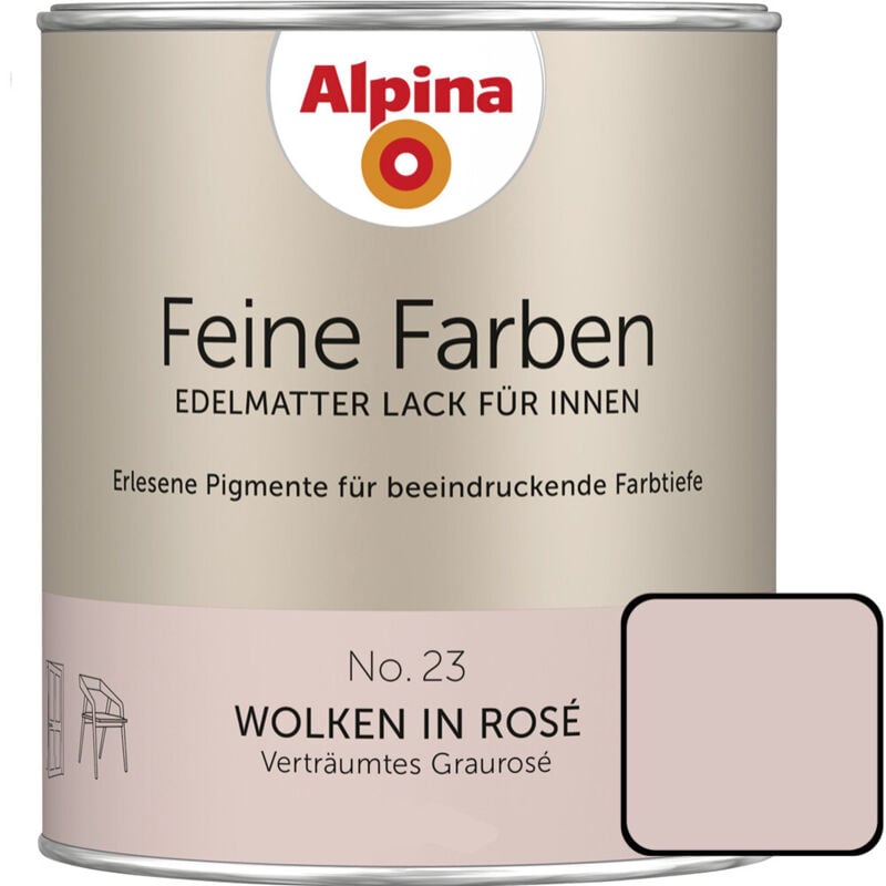 Feine Farben Lack No. 23 Wolken in Rosé graurosé edelmatt 750 ml Buntlacke - Alpina
