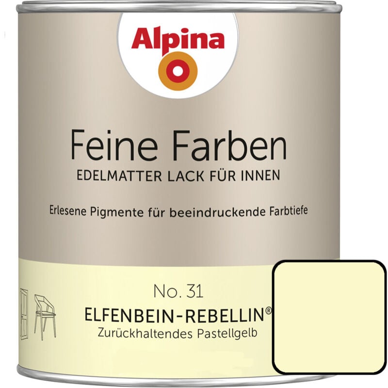 Feine Farben Lack No. 31 Elfenbein-Rebellin pastellgelb edelmatt 750 ml Buntlacke - Alpina