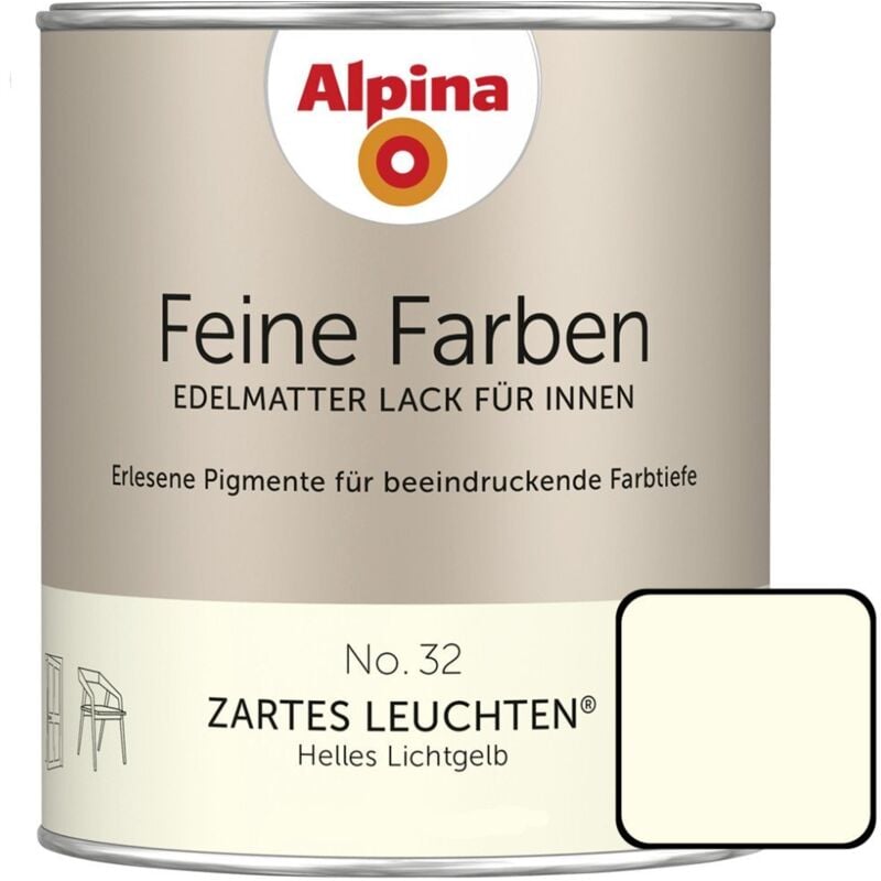 Feine Farben Lack No. 32 Zartes Leuchten lichtgelb edelmatt 750 ml Buntlacke - Alpina