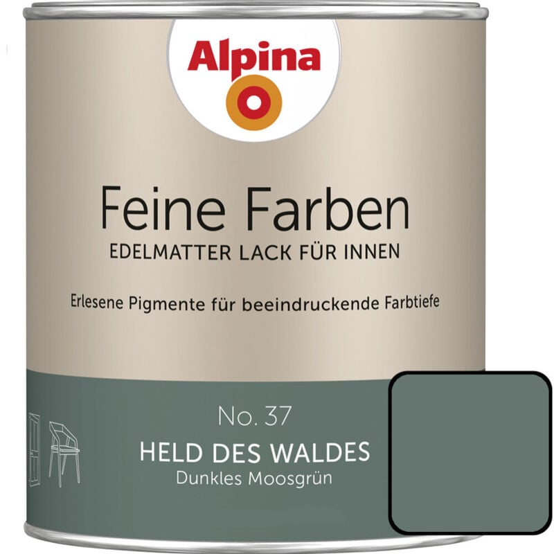 Feine Farben Lack No. 37 Held des Waldes moosgrün edelmatt 750 ml Buntlacke - Alpina