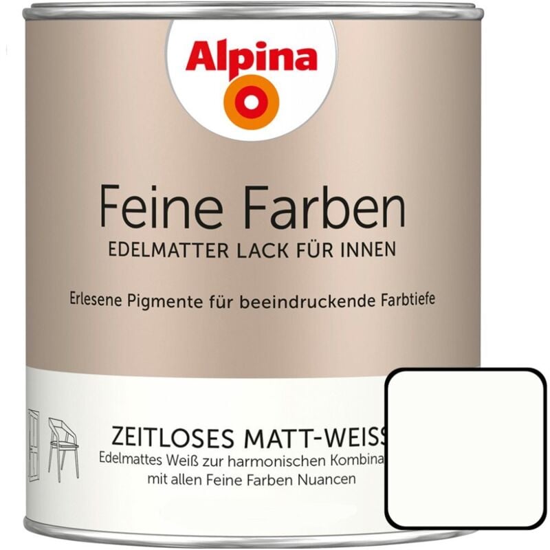 Alpina Feine Farben Lack Zeitloses Matt-Weiß 750ml edelmatt Buntlacke