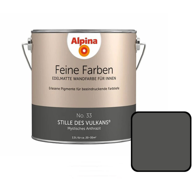 Feine Farben No. 33 Stille des Vulkans 2,5 l mystisches anthrazit edelmatt Wandfarbe - Alpina