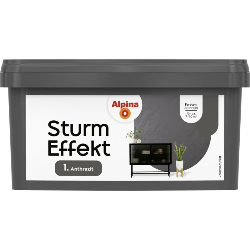 Alpina Wandfarbe Sturm Effekt anthrazit 1 L Innen