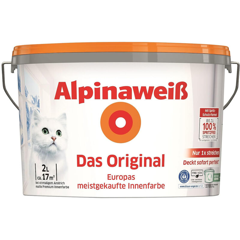 Weiß Das Original 2 l weiß matt Wandfarbe Deckenfarbe Innen - Alpina