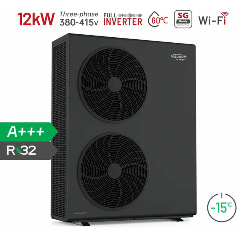 ALSAVO Luftquellen-Wärmepumpe Monoblock - 12kW 3T - Doppelventilatoren - Inverboost Multifunktional/Warmwasserbereitung