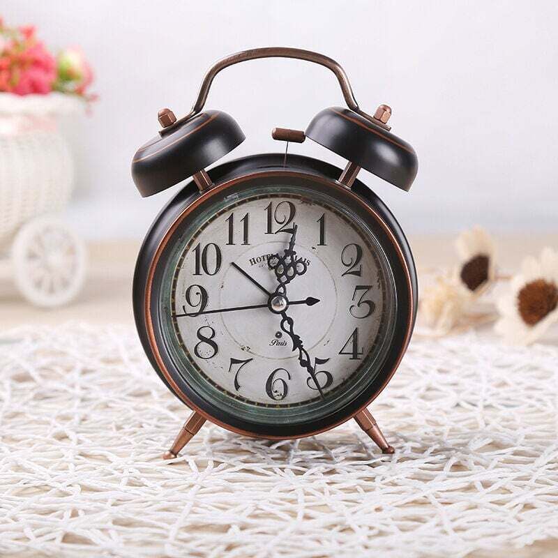 Altmodischer Wecker, mechanischer Retro-Wecker, traditioneller antiker Wecker mit Nachtlicht (schwarz)