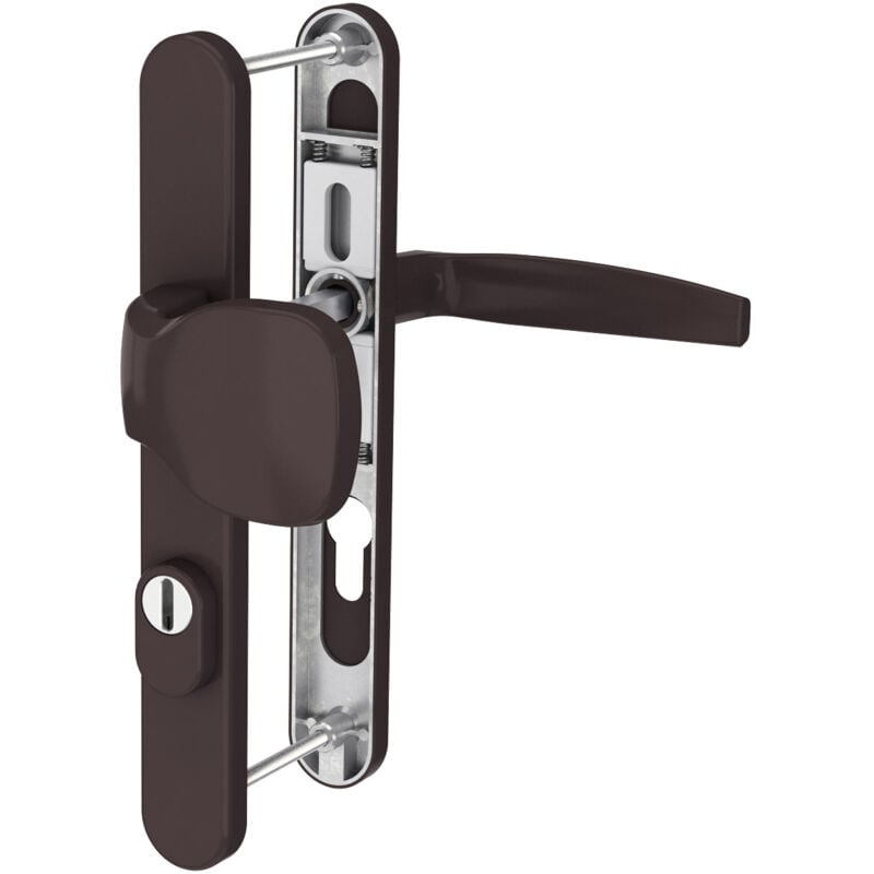 Aluminium Schmalrahmengarnitur Langschild Wechselgarnitur 92mm PZ Lochung Braun Drücker/Drücker 71-86mm nein