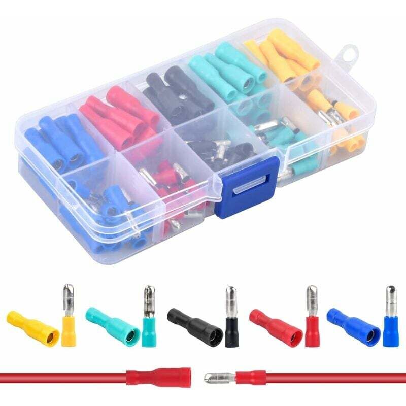 Linghhang - 100 Stück elektrische Anschlussklemmen, runde elektrische Anschlussklemmen, Crimp-elektrische Anschlussklemmen, Crimp-Kabelverbinder-Set