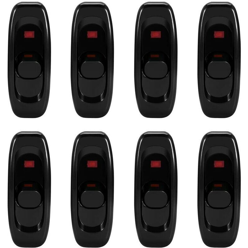 Inline-Schalter Schnurschalter, 8-teiliger Inline-Schalter, Wippschalter Zwischenschalter, für Nachttischlampe Schreibtisch Tischlampe Stromkabel
