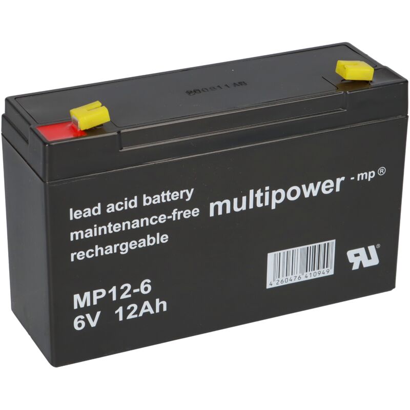 Amazon.de Multipower Blei-Akku MP12-6 Pb 6V 12Ah Faston 4,8mm