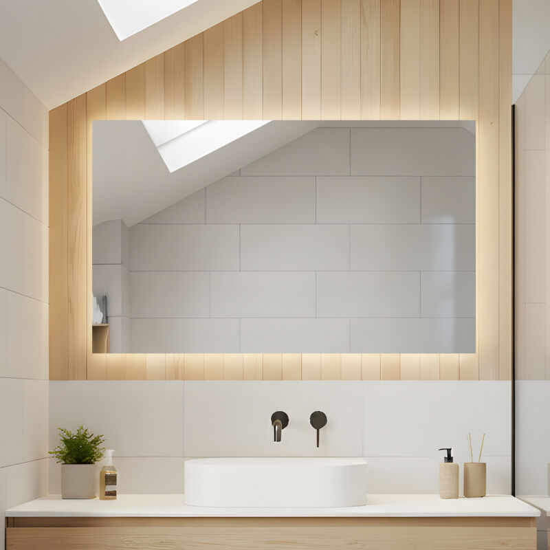 AmbientLine LED-Spiegel mit Beleuchtung, 80 x 60 cm, neutralweiße Beleuchtung