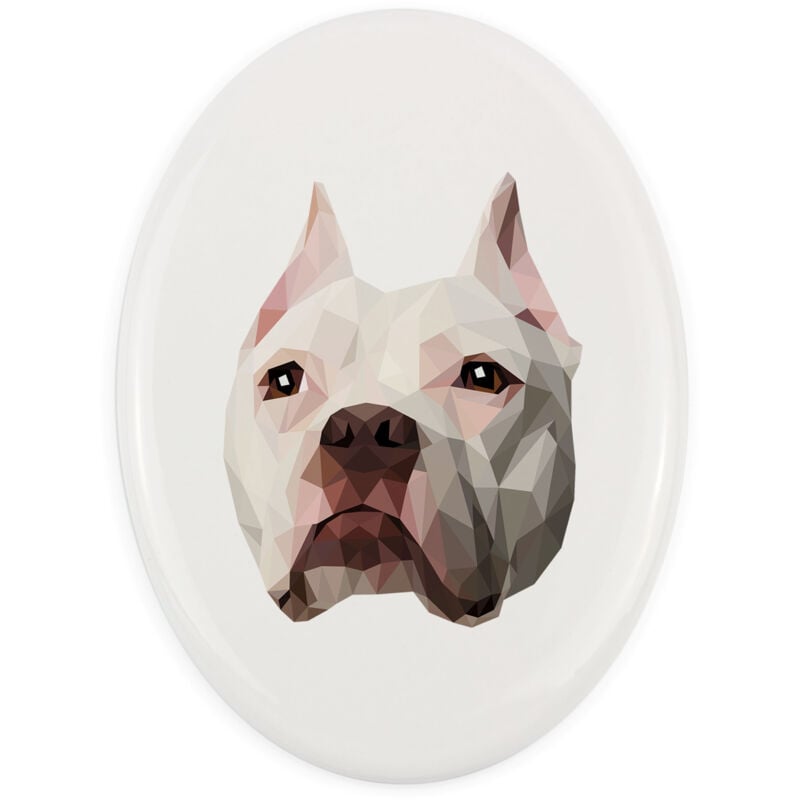 American Pit Bull Terrier, Pit Bull, American Pit Bull Terrier, Pitbul, APBT - ein Schild mit Foto und geometrischer Aufschrift von Art-Dog