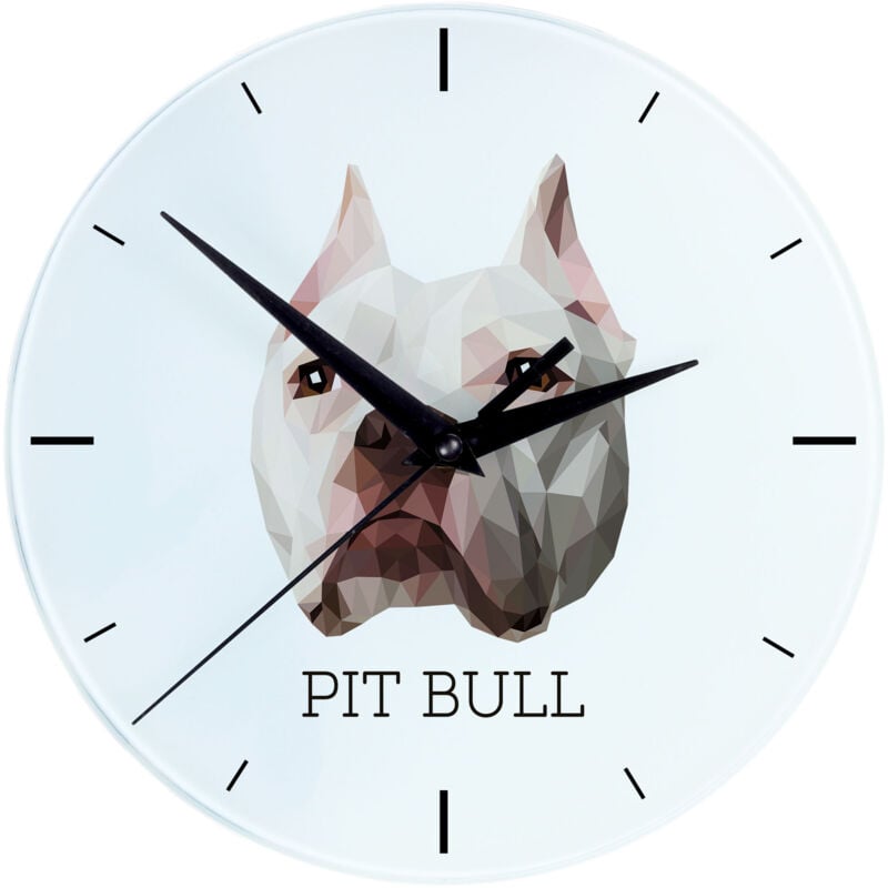 American Pit Bull Terrier, Pit Bull, American Pit Bull Terrier, Pitbul, APBT - geometrische Wanduhr mit Foto und Aufschrift von Art-Dog