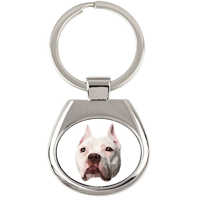 American Pit Bull Terrier, Pit Bull, American Pit Bull Terrier, Pitbul, APBT - geometrischer Schlüsselanhänger mit Foto und Aufschrift Art-Dog