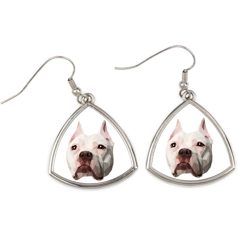 American Pit Bull Terrier, Pit Bull, American Pit Bull Terrier, Pitbul, APBT - Ohrringe mit einem Foto und einer Aufschrift geometrischer Hund Art-Dog