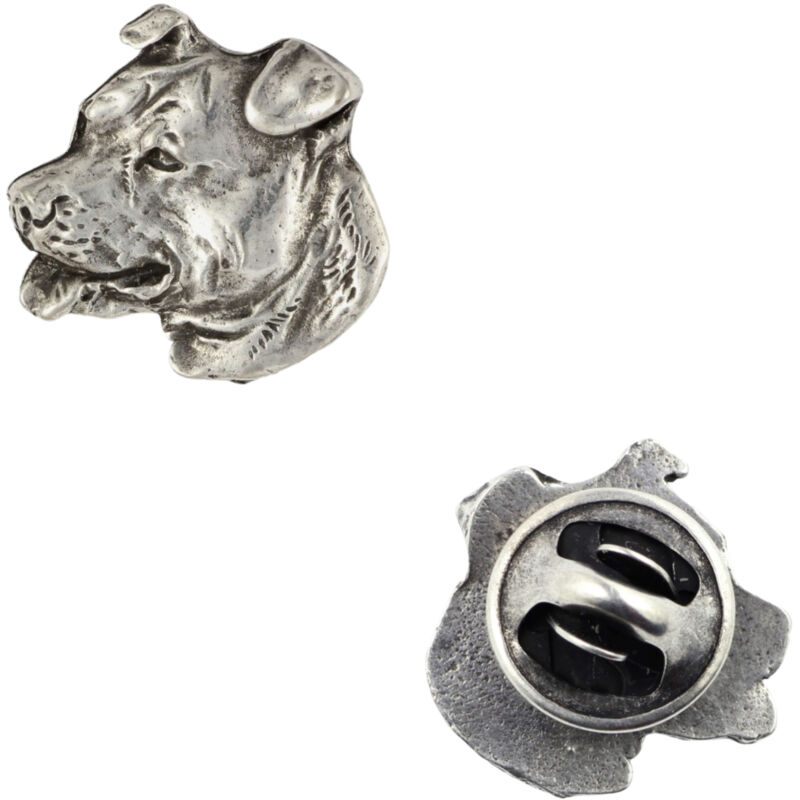 American Staffordshire Terrier, Amstaff, Amstaf - versilberte Hundebrosche, elegante Anstecknadel, Jackenrevers-Dekoration von Art-Dog