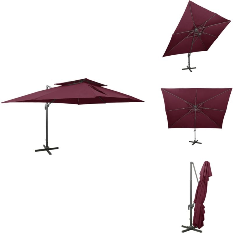 Ampelschirm mit Lüftung 400x300 cm Bordeauxrot - Freischwingender Sonnenschirm - Sonnenschirm Freischwingend - Freischwinger Sonnenschirm