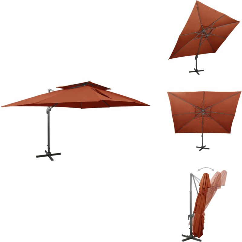 Ampelschirm mit Lüftung 400x300 cm Terrakotta - Freischwingender Sonnenschirm - Sonnenschirm Freischwingend - Freischwinger Sonnenschirm