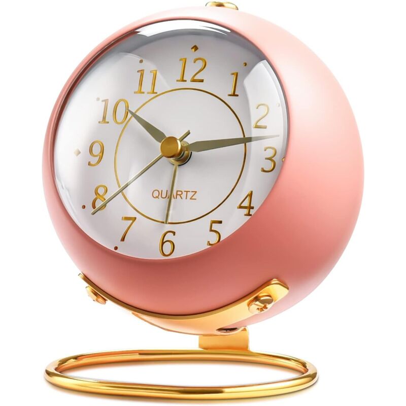 Analoger Wecker fürs Schlafzimmer, kleine Tischuhr, Nachtlicht, kein Ticken, batteriebetrieben, geräuschloser Wecker für Kinder, Tischwecker mit