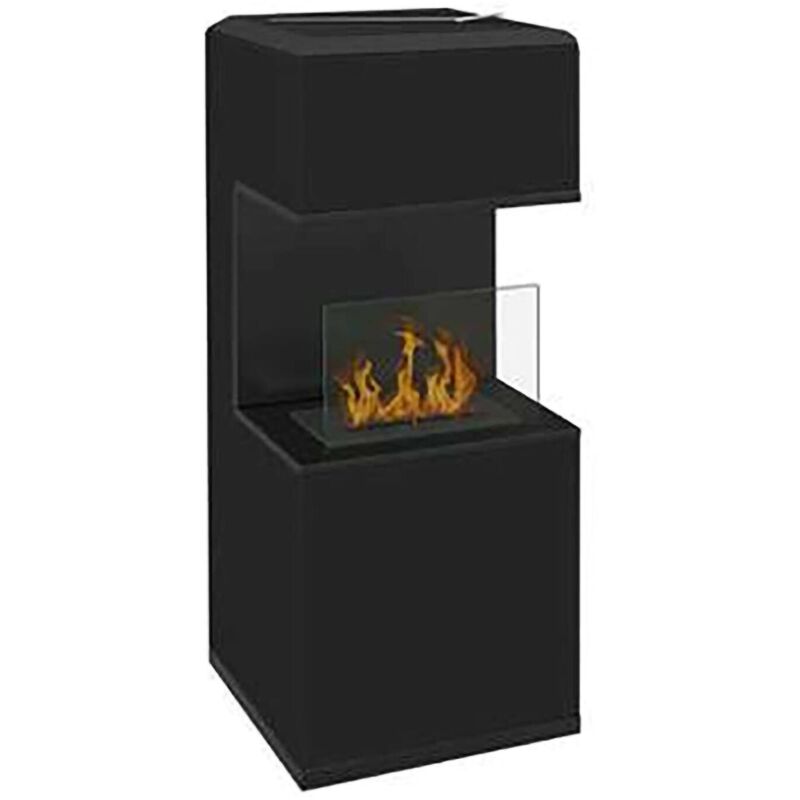 Dmora - Bioethanol-Kamin Ancarano, Ökologischer Kamin, Rauchfreies Feuer, Heizung mit Ethanol, Made in Italy, 38x38 h100 cm, Schwarz