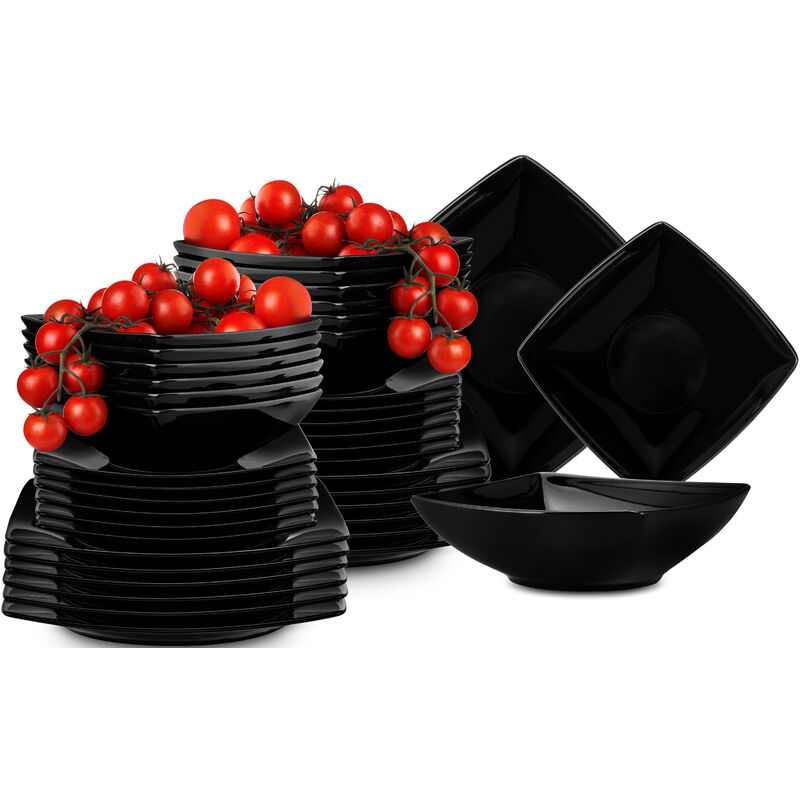 KONSIMO Tafelservice EPIRI (36-tlg.) Schwarz Keramik Asian 25x21x17cm