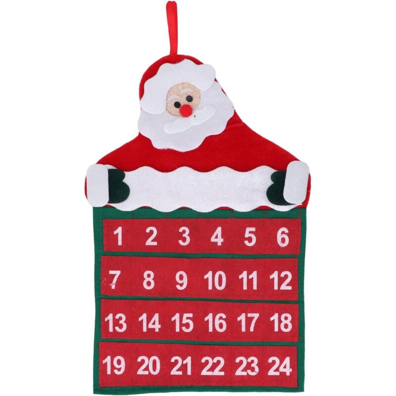 Tonchean - Andere Weihnachtsdekoration, Weihnachts-Countdown-Kalender, 10,6 × 17,3 Zoll Vlies-Countdown-Kalender, hängender Adventskalender mit 24