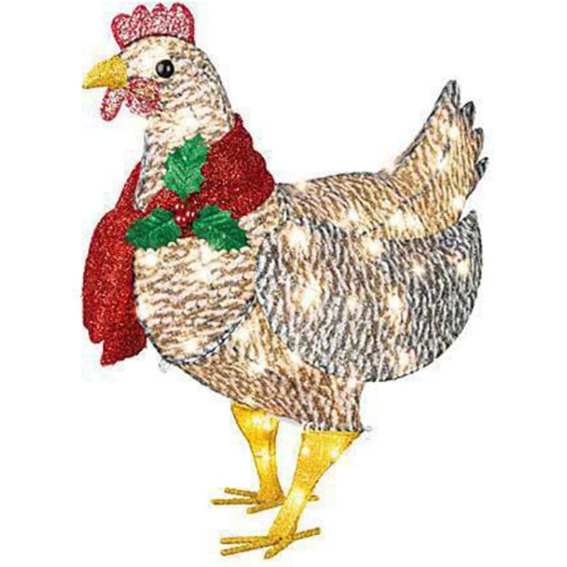 Andere Weihnachtsdekoration, Weihnachtshuhn mit Beleuchtung, Weihnachtshuhn mit Beleuchtung und Schal, Weihnachtsdekoration mit Tiermotiven für den