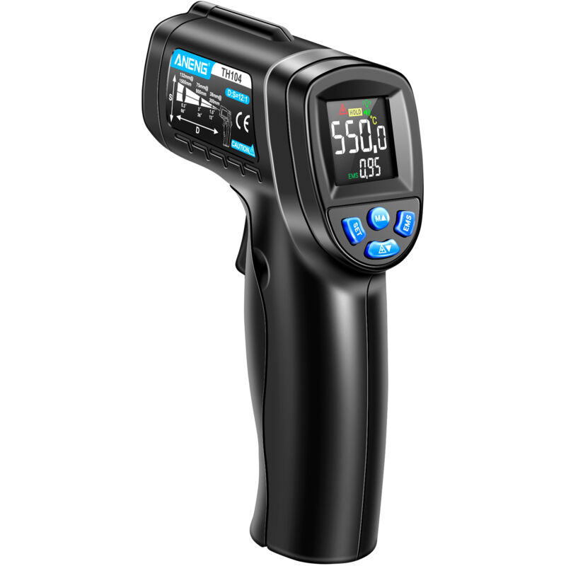 ANENG TH104 Infrarot-Thermometer, -50 bis 550 °C, hintergrundbeleuchtetes VA-Display, hohe Präzision, für Gastronomie und Industrie