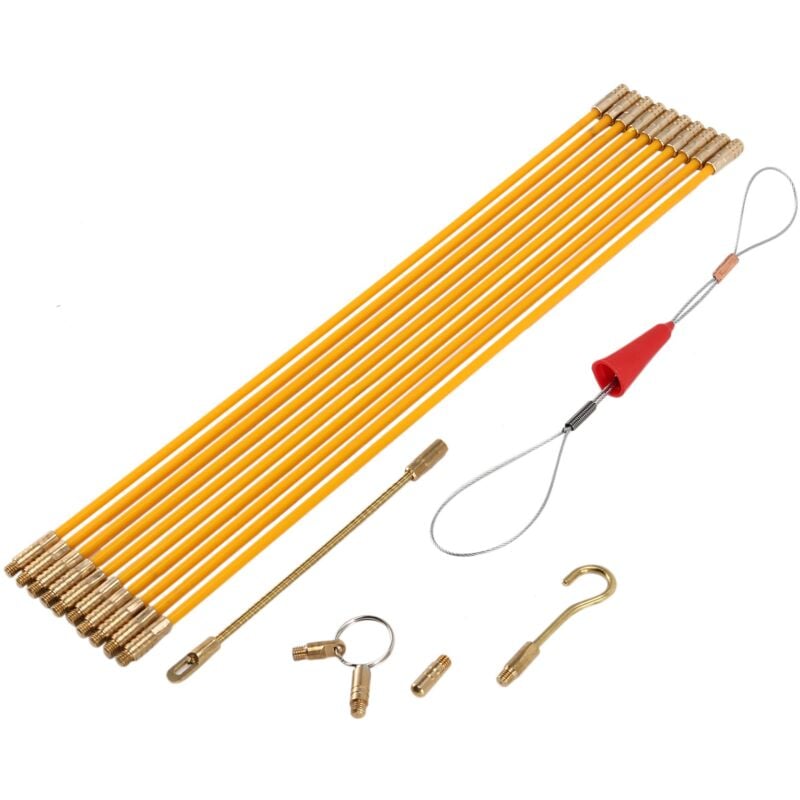 Tlily - Angelruten, 10,83 Fuß, Glasfaser, Elektrokabel-Einfädler, Laufabzieher im Koffer, 10 Ruten x 33 cm