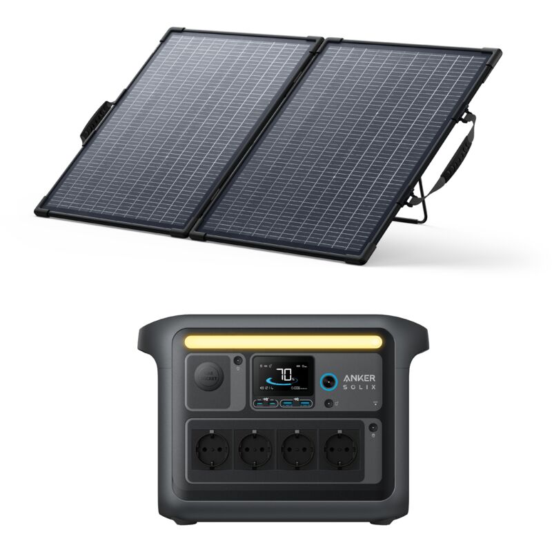 Kit Powerstation Anker SOLIX C1000X mit Bifaziales Solarpanel PS100 (0% MwSt)
