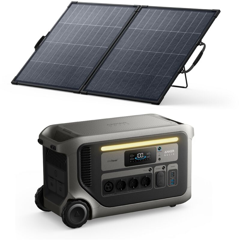 Kit Powerstation Anker SOLIX F3000 mit Bifaziales Solarpanel 200 W (0% MwSt)