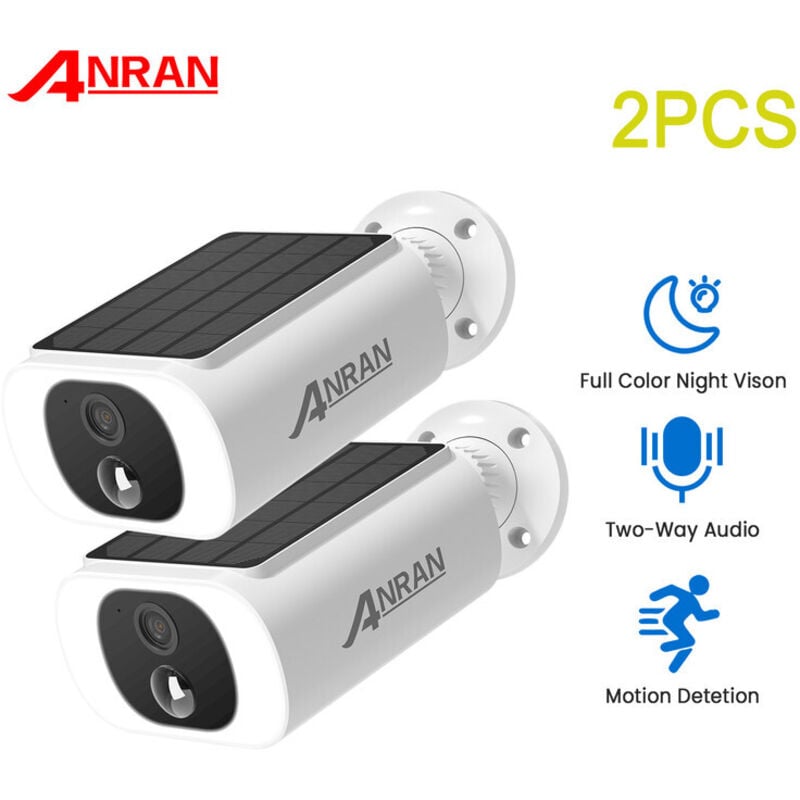 Anran - berwachungskamera außen 2K hd Überwachungskamera Aussen Akku mit Solarpanel, Überwachungskamera aussen solar, Nonstop Power mit Solar, 2,4