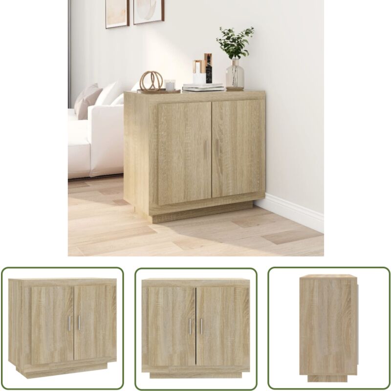 The Living Store Sideboard Sonoma-Eiche 80x40x75 cm Holzwerkstoff - Sideboard - Wohnzimmermöbel - Holzmöbel - Holzwerkstoff Möbel - Sonoma