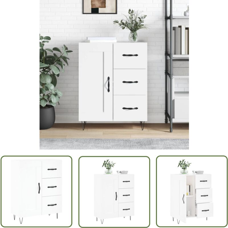 The Living Store Sideboard Weiß 69,5x34x90 cm Holzwerkstoff - Sideboard - Wohnzimmermöbel - Holzmöbel - Weißer Schrank - Aufbewahrungsschrank