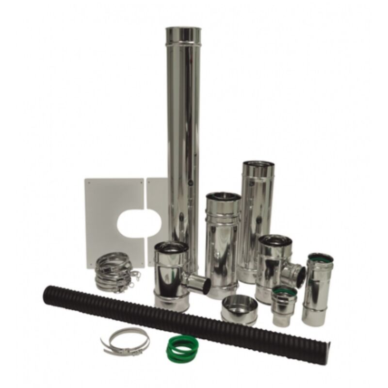 Isotip Joncoux - Anschlussset isotip wasserdicht vertikal - Schwarz - Øint 80 - Øext 125 - Für Pelletofen - 856108