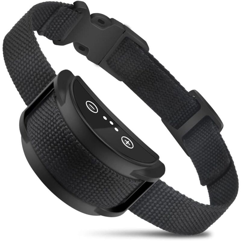 Cyslmuk - Anti-Bell-Hundehalsband, Anti-Flucht-Halsband mit Kapsel, wiederaufladbares Halsband, automatisches Trainingshalsband, 5 Vibrationsstufen,